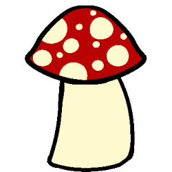 a figure with a red and white mushroom cap for a head.